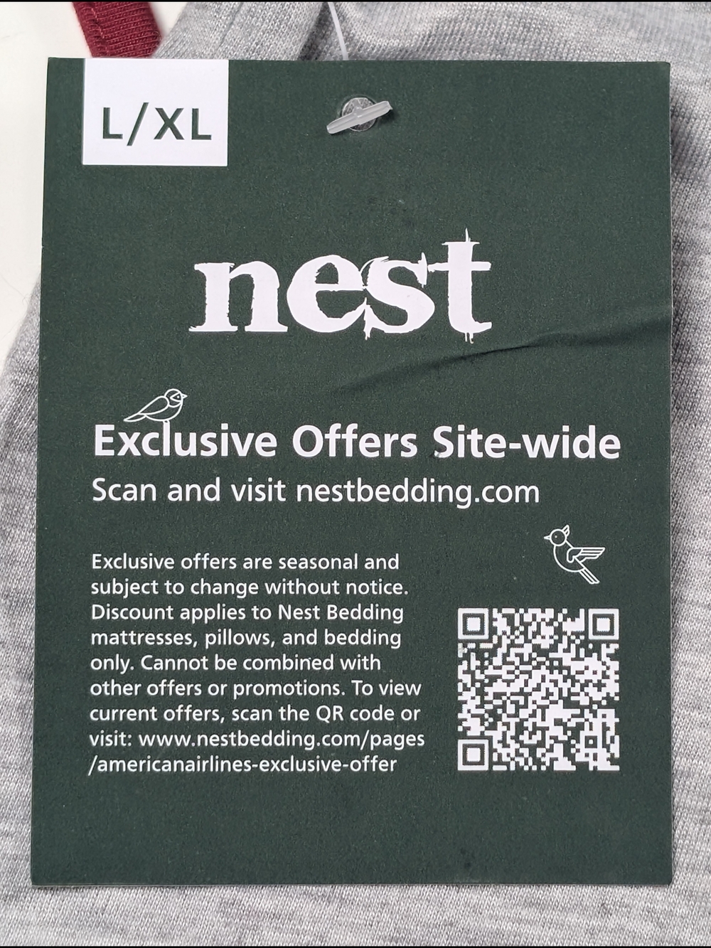 Nest Bedding x American Airlines Pajama Loungewear Set Gray L/XL NWT - Picture 6 of 12